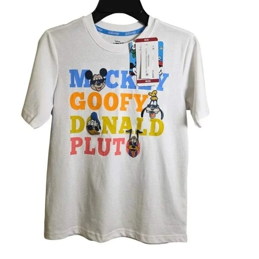 Disney Mickey Goofy Donald Pluto Kids Character Graphic Tee XXL 18 Gray NWT‎